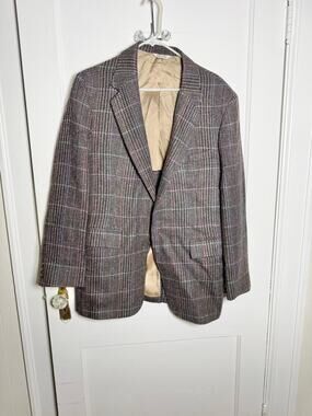Vintage Dawn O’Hares Wool Plaid Blazer Oversized Equestrian Academia Preppy L XL